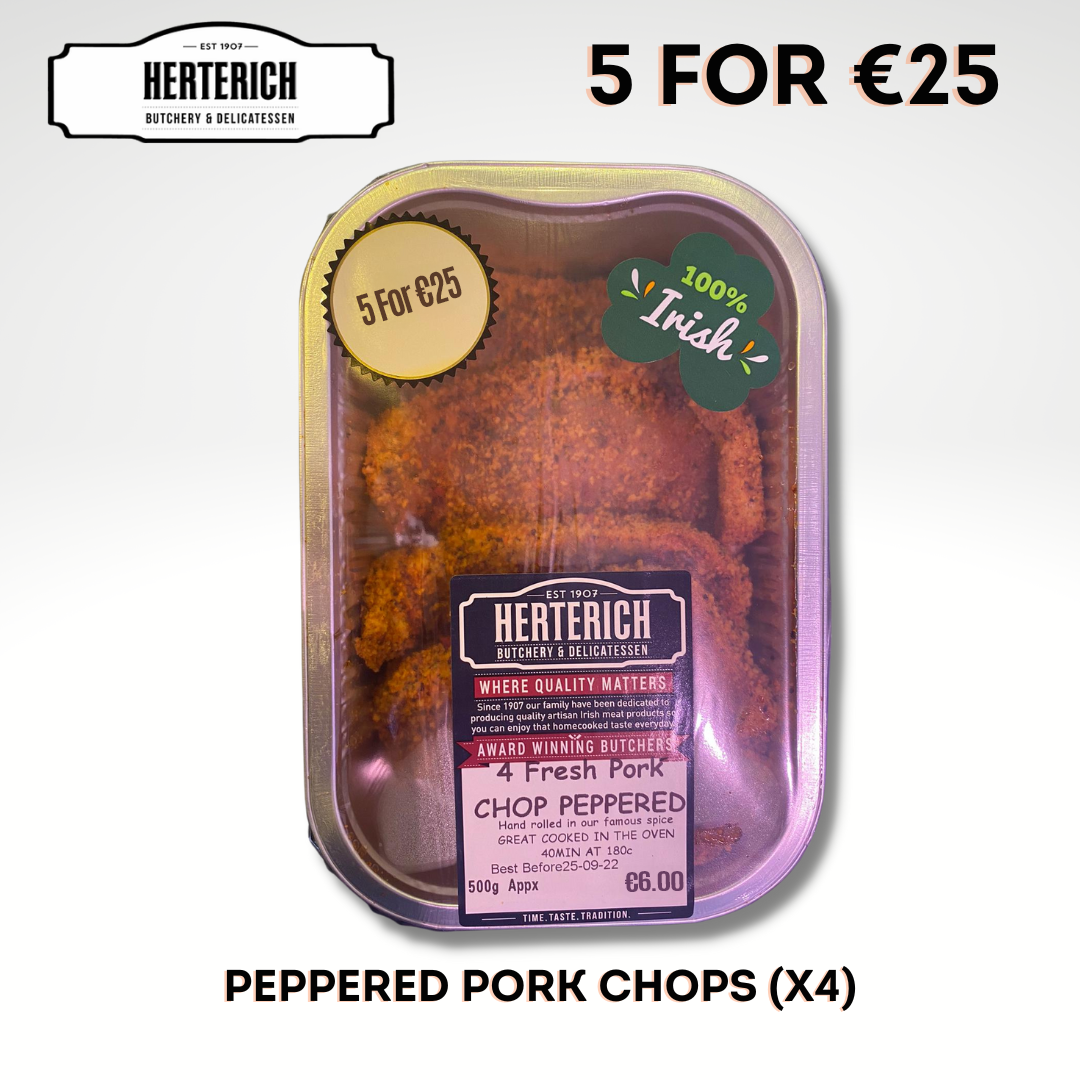 Peppered Pork Chops (4 per pack) | Herterich Traditional Irish