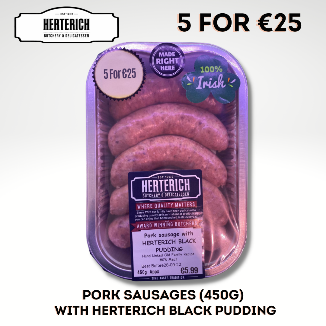 Herterich Pork Sausages & Our Black Pudding (450g)