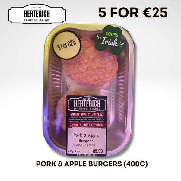 A photo of Herterich's Pork & Apple Burgers 