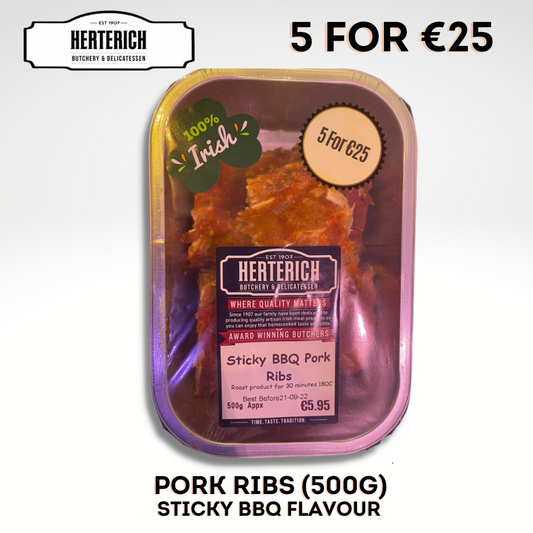 Sticky BBQ Pork Ribs (500g)