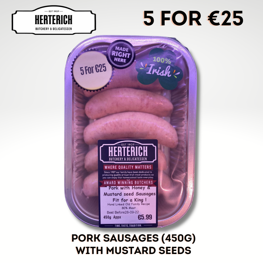 Herterich Artisan Pork Sausages with Mustard Seeds (450g)
