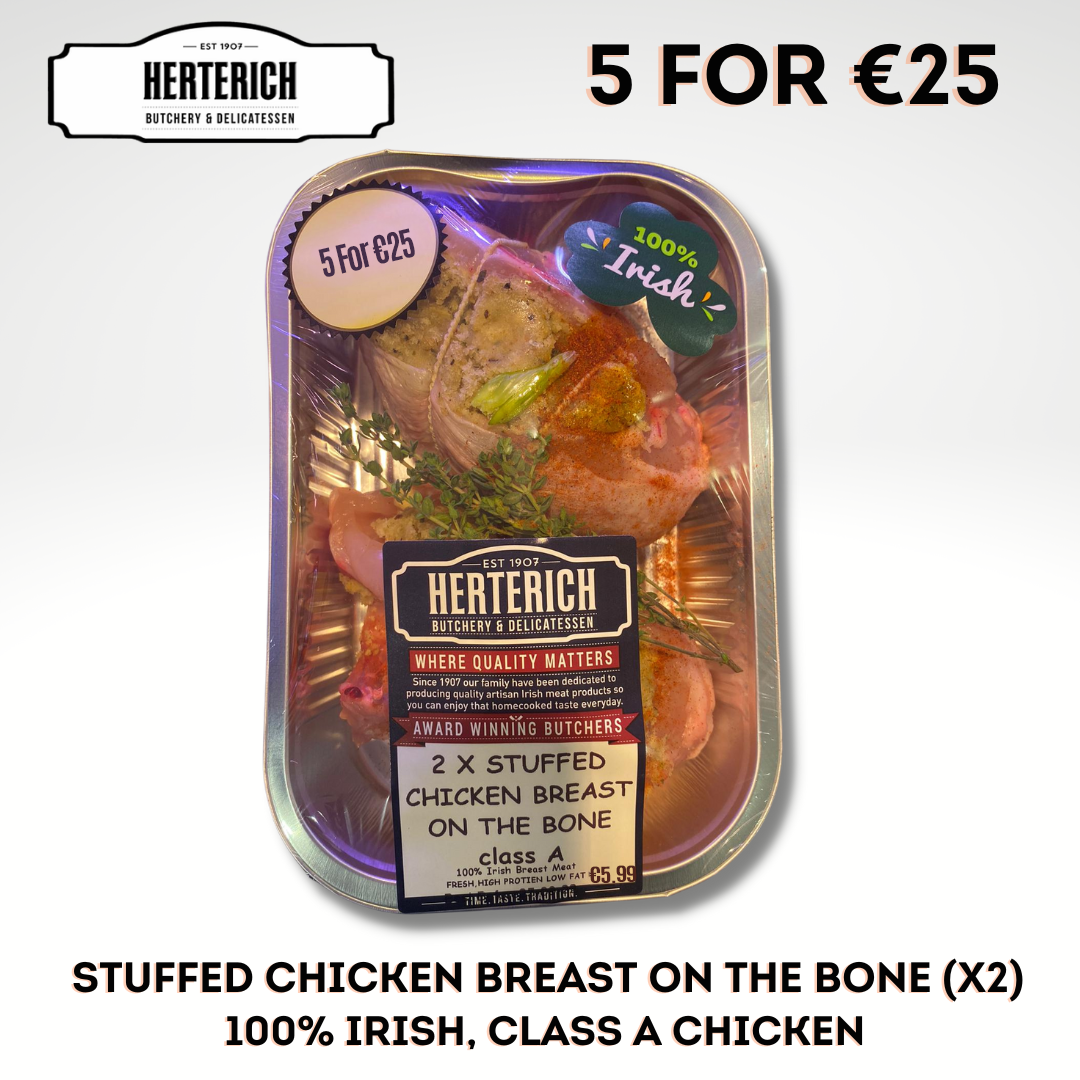 Herterich 100% Irish Stuffed Chicken Breast On The Bone (2 Pack)