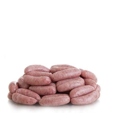 raw, handlinked Cocktail Sausages, made with Herterich's secret family recipe.