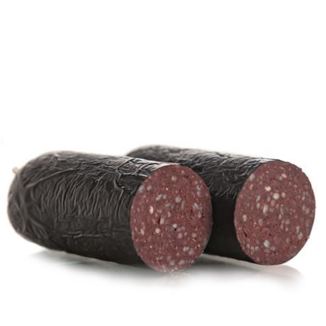 A 1kg stick of Herterich's raw handcrafted artisan Black Pudding, a popular and world-famous product.