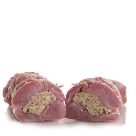 Pork Fillet Stuffed, Perfect for roasting on a white background