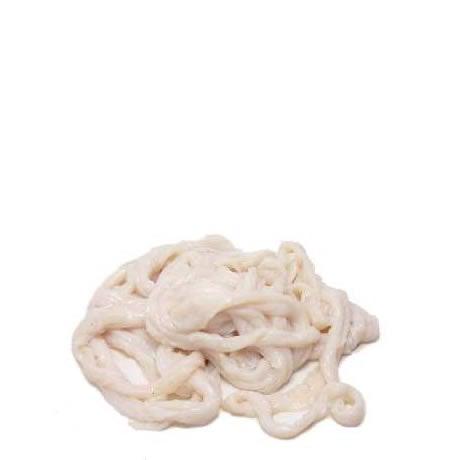 Coiled 50-meter Hog Sausage Casings (26-30mm wide), salted and vacuum-packed, for homemade sausage making.